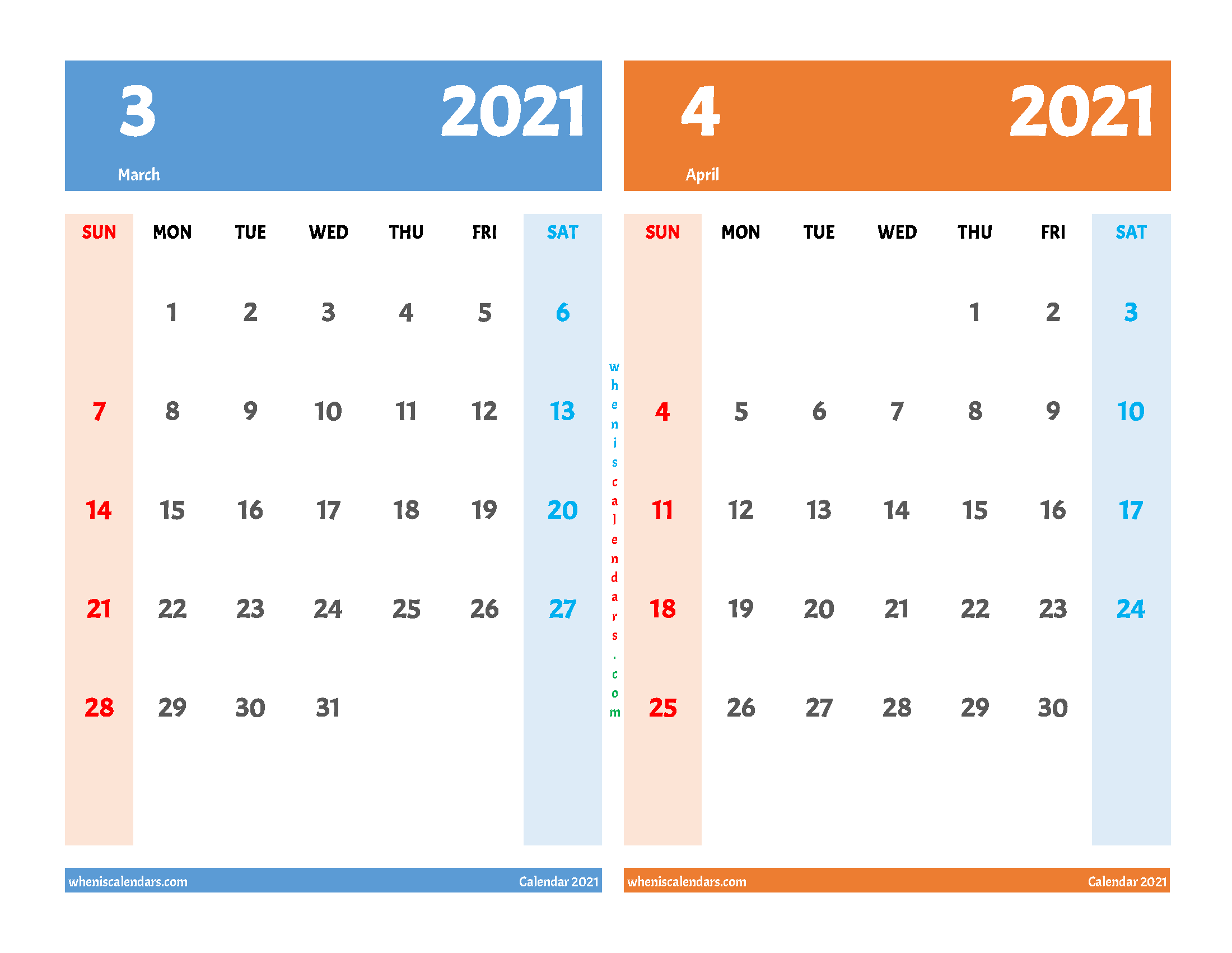 Printable Calendar March April 2021