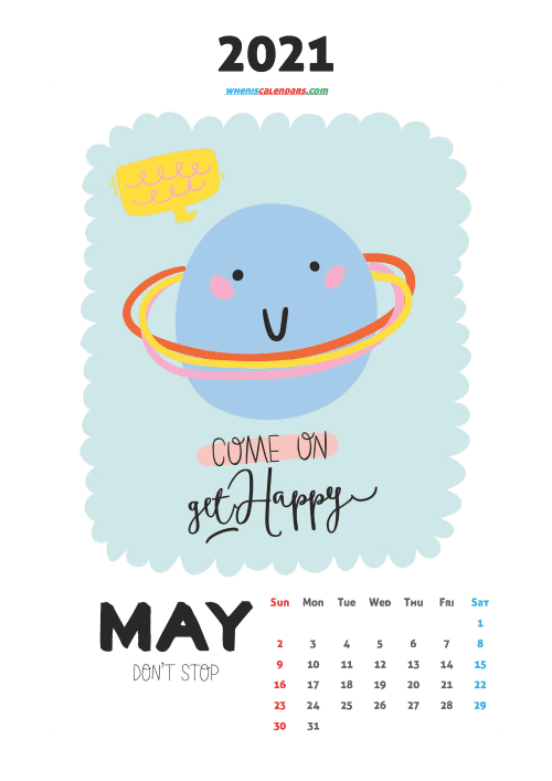 free printable may 2021 calendar cute. awesome free printable 2021 calendar for kids
