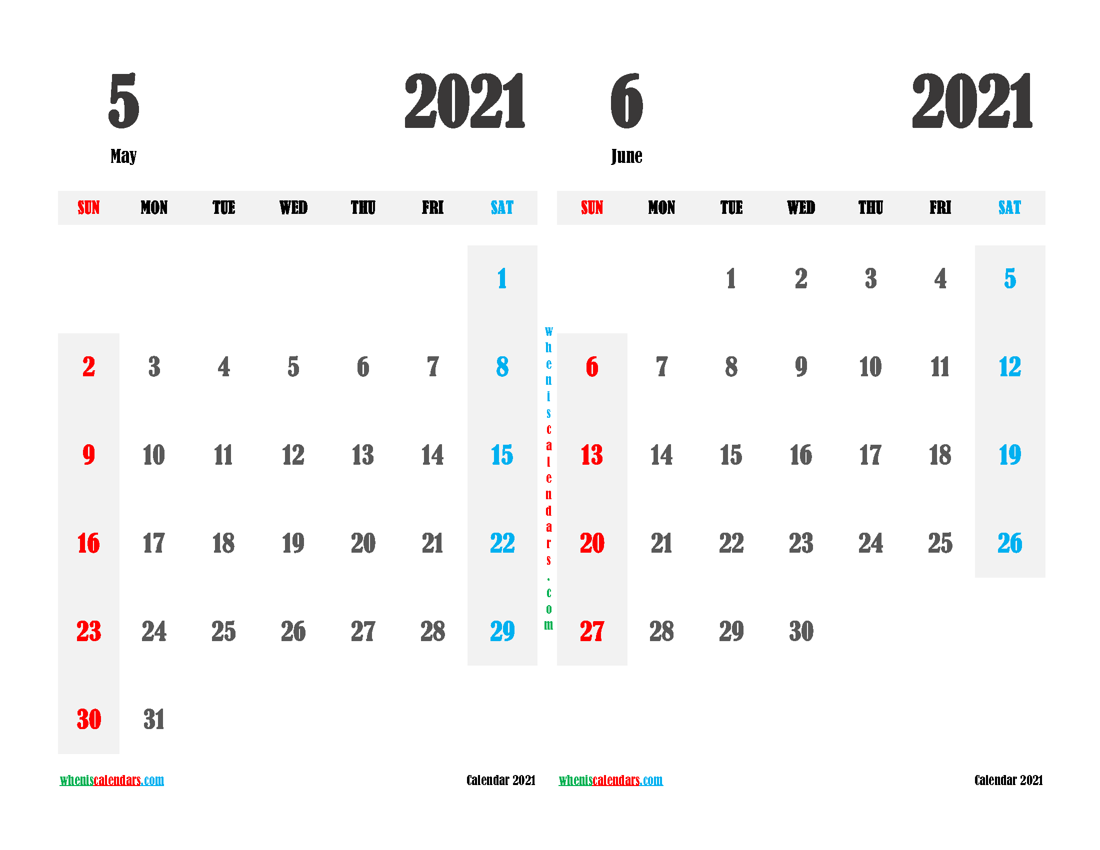 Featured image of post Printable Calendar June 2021 Landscape