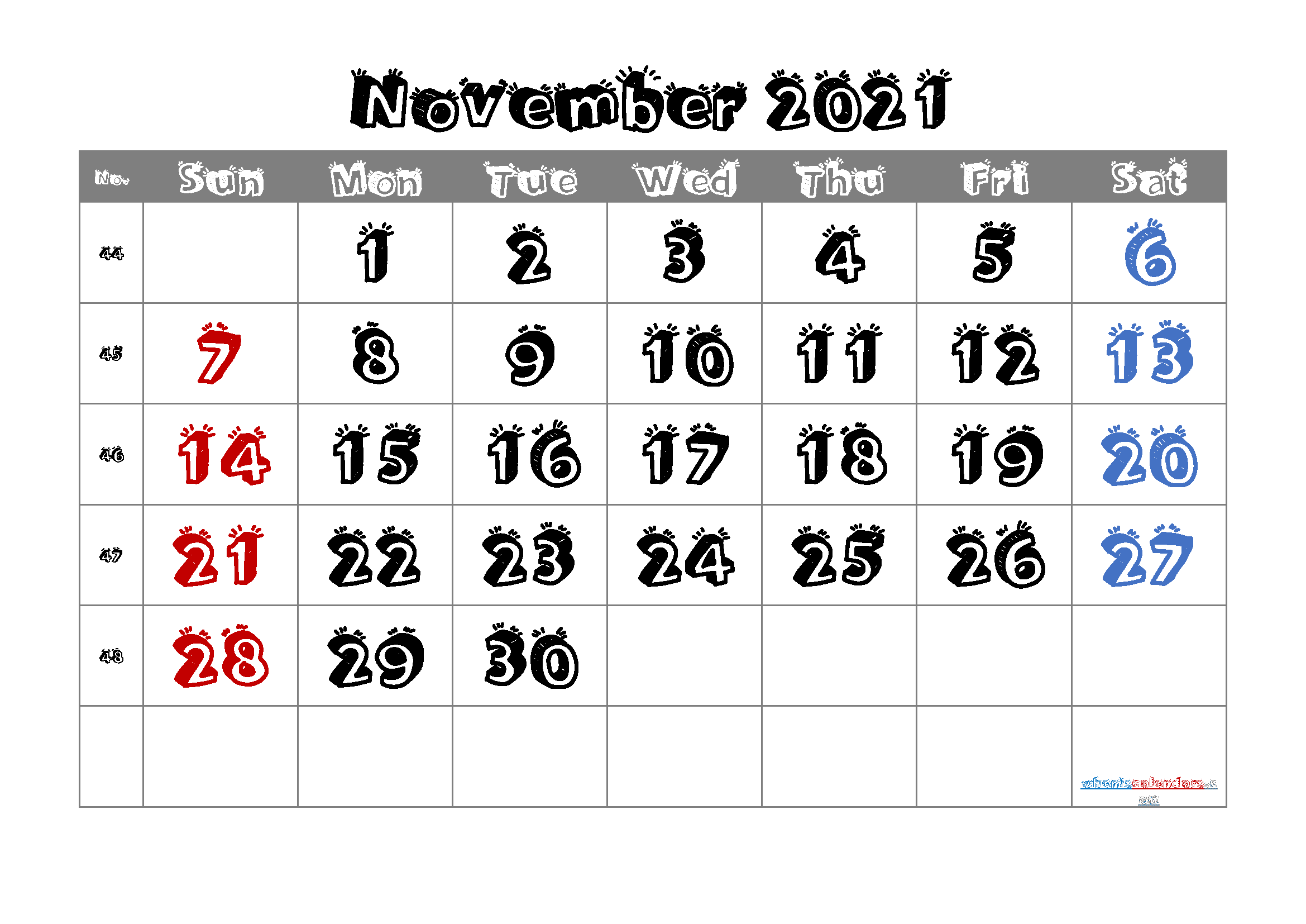 Free November 2021 Calendar PDF