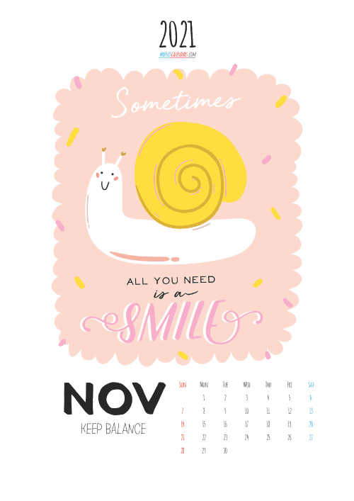free printable november 2021 calendar cute. awesome free printable 2021 calendar for kids
