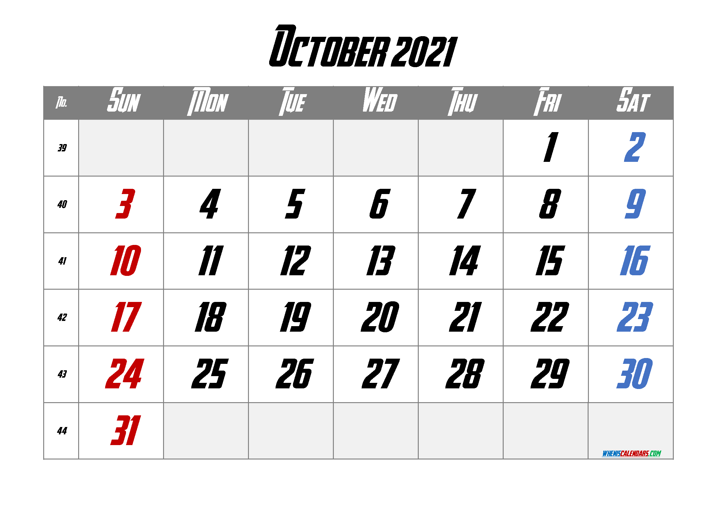 free printable october 2021 calendar with holidays