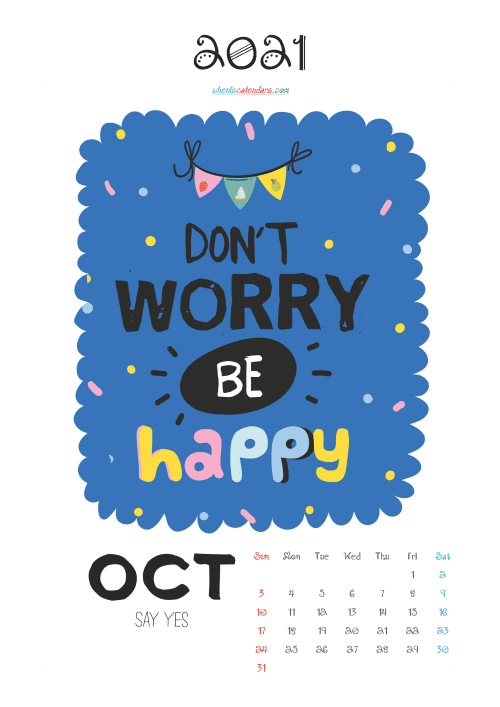 free printable october 2021 calendar cute. awesome free printable 2021 calendar for kids