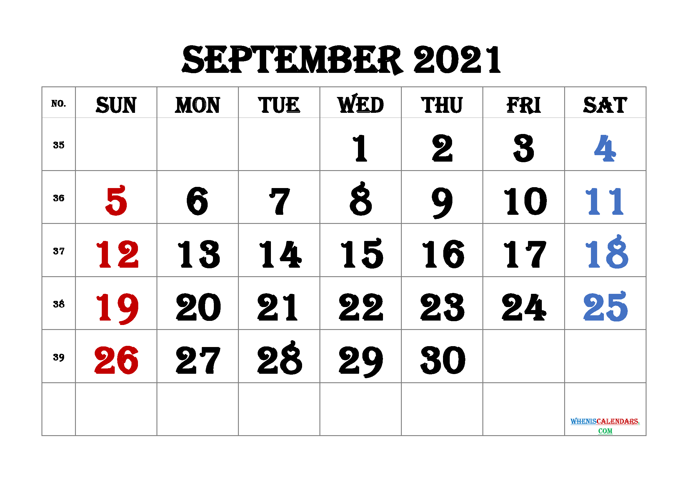 Printable Calendar September 2021 Free