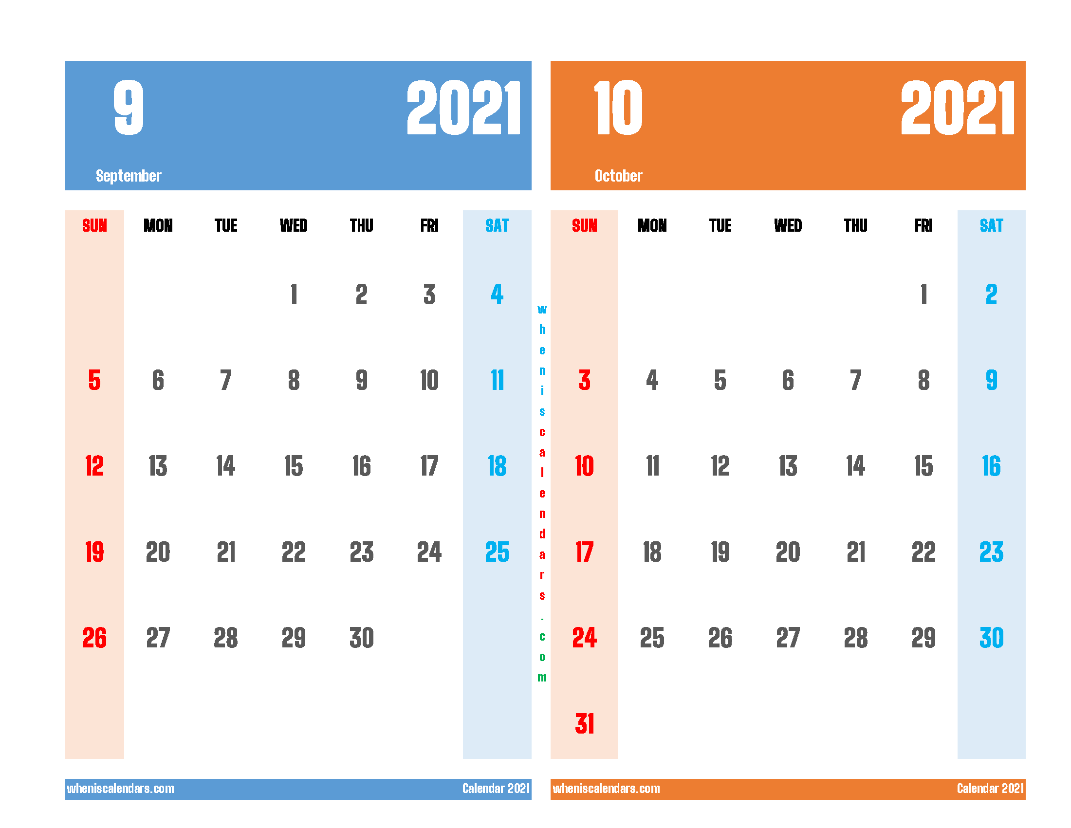 Printable Calendar September October 2021
