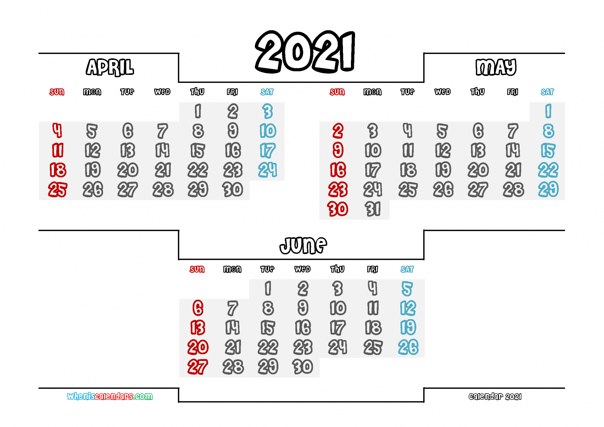 April May June 2025 Calendar
