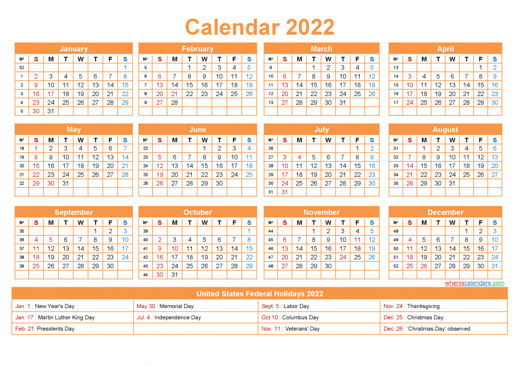 download 2022 one page calendar printable yearly 2022 calendar pdf and image