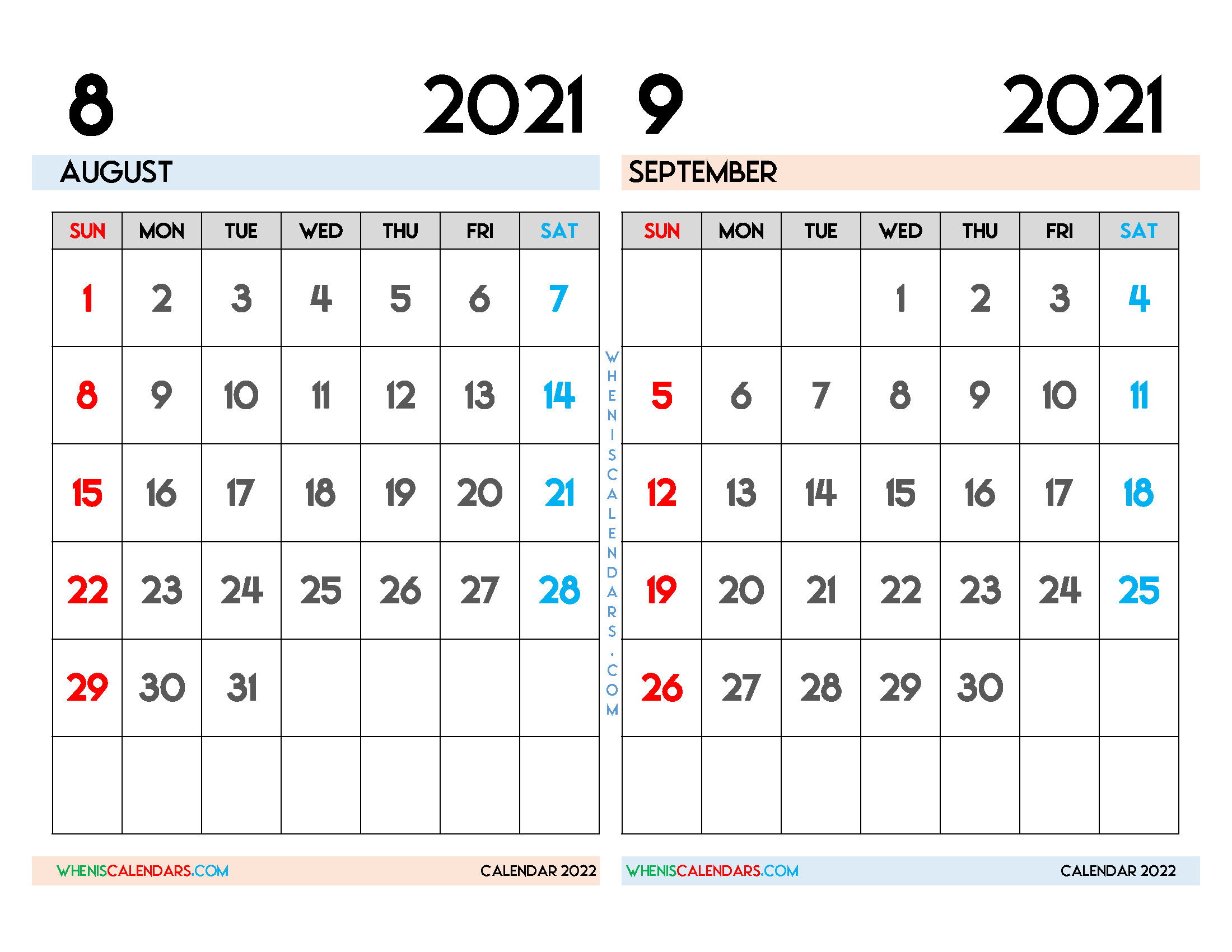 Free August September 2022 Calendar Printable Pdf, Image