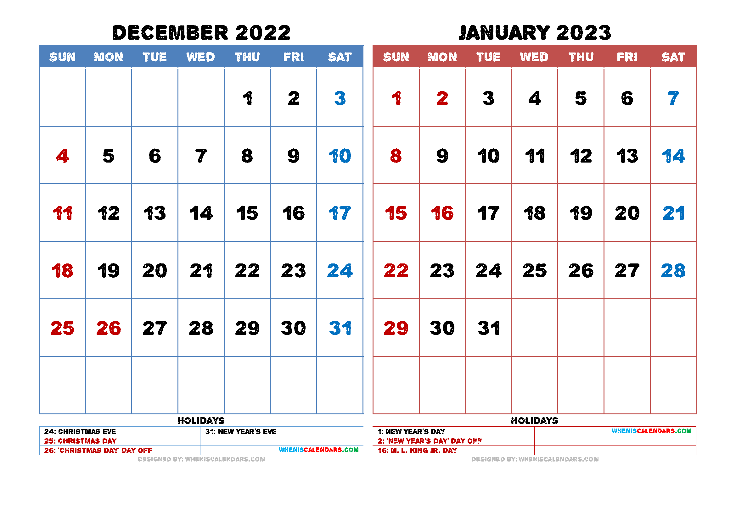 December 2022 January 2023 Calendar Printable Free December 2022 January 2023 Calendar Printable Pdf