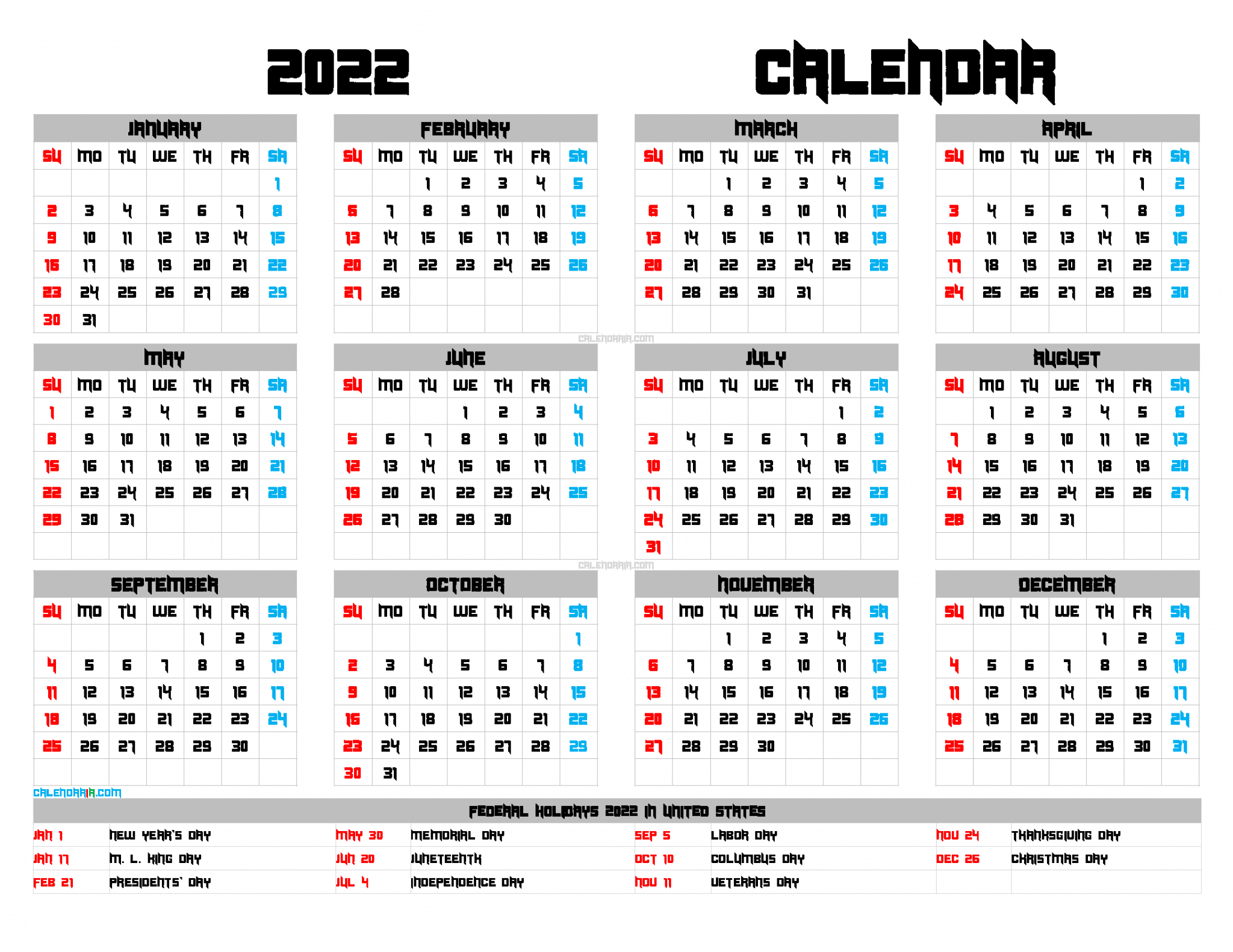 download free printable yearly calendar 2022 pdf png