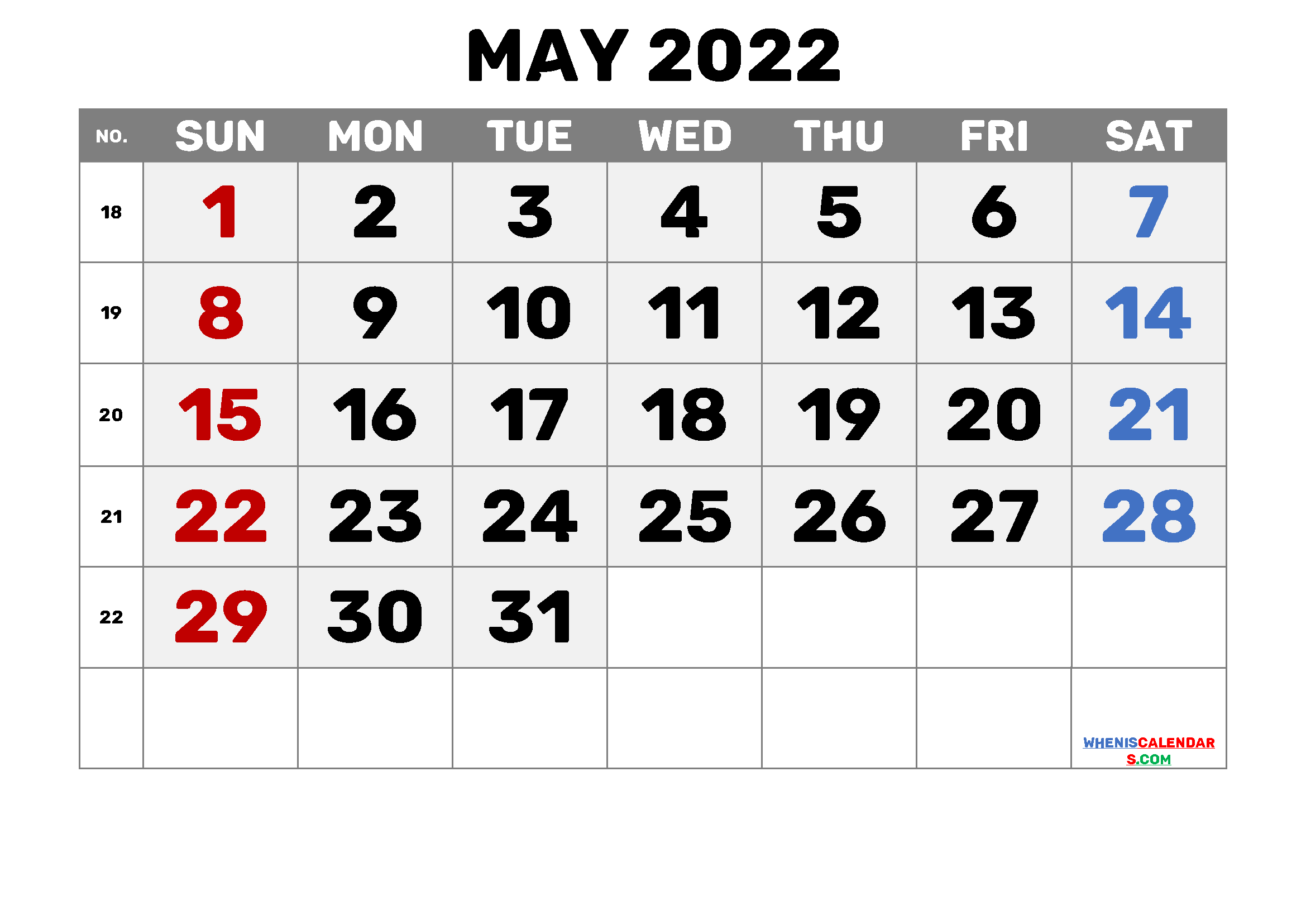 free printable blank calendar may 2022 pdf and image