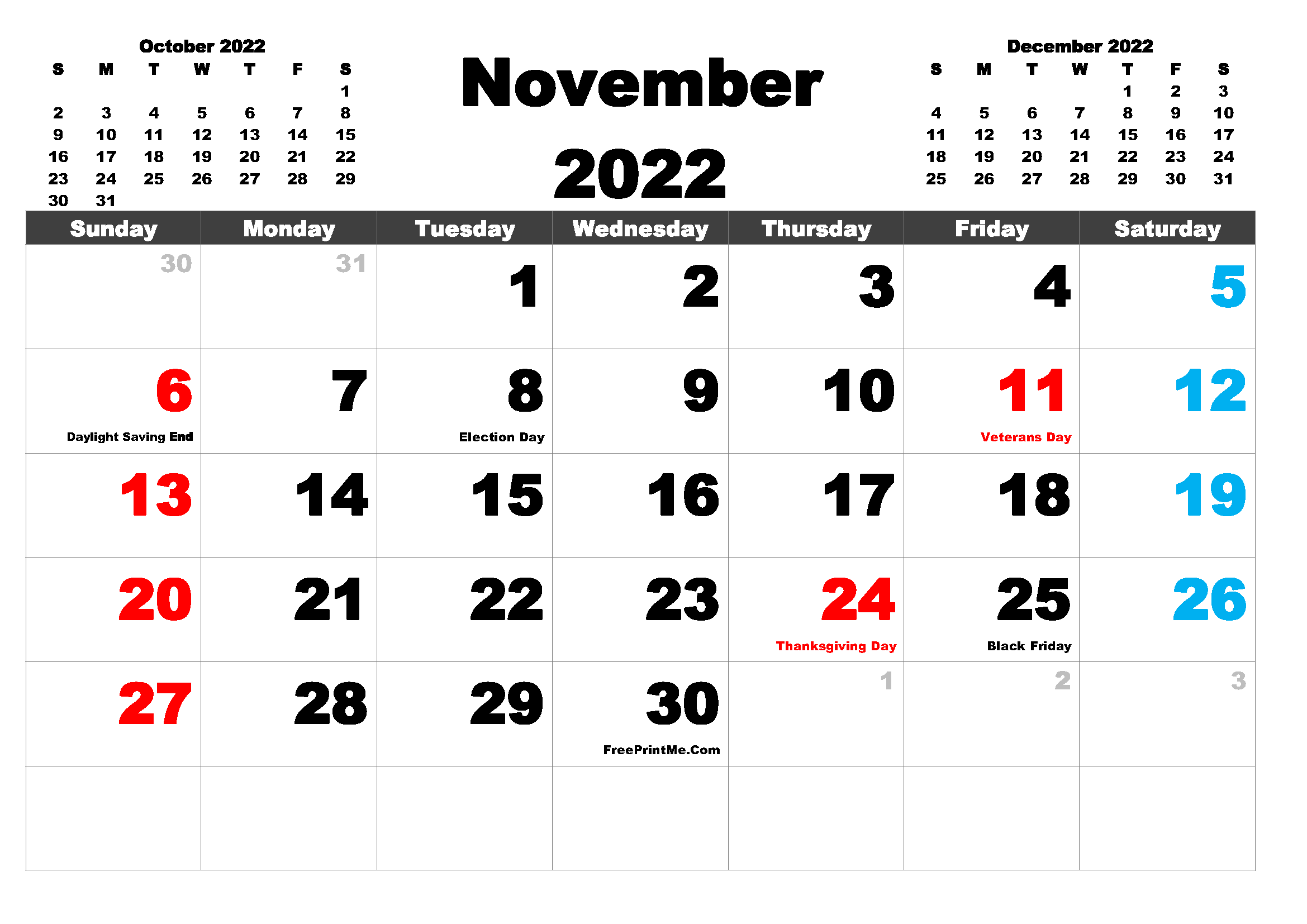 Nov 2022 Calendar With Holidays Free Printable November 2022 Calendar Pdf Png Image
