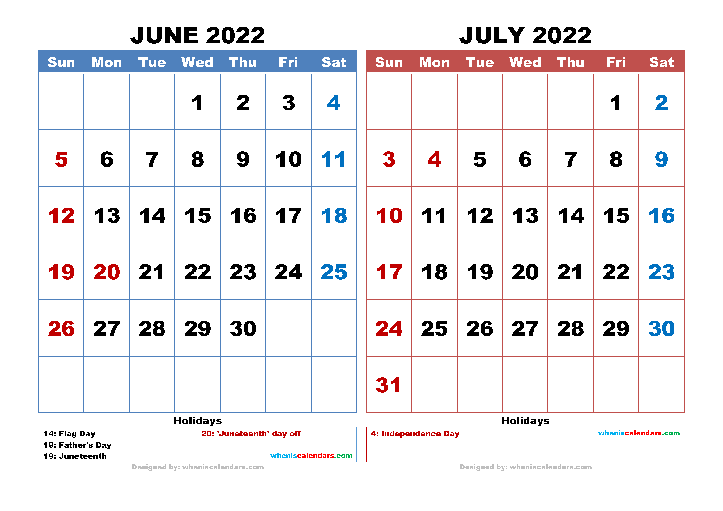 free june july 2022 calendar printable pdf image