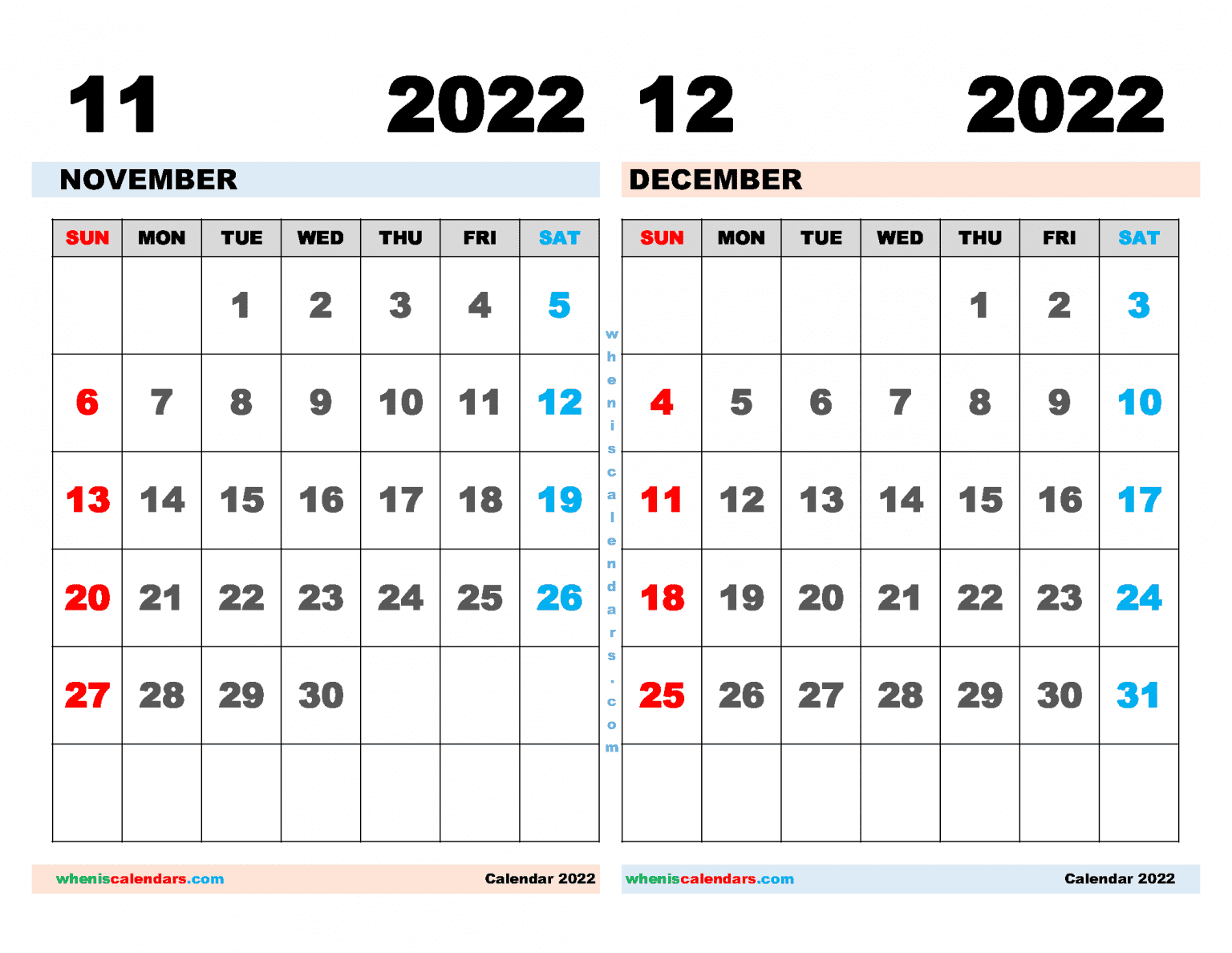 November December 2022 Calendar Printable Printable Calendar 2023