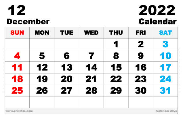 Free Printable December 2022 Calendar Ledger