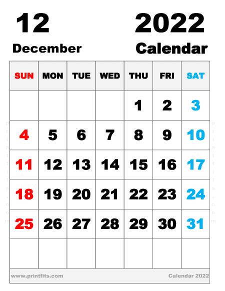 Free Printable December 2022 Calendar Letter