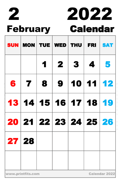 Free Printable February 2022 Calendar Executive