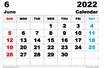 Free Printable June 2022 Calendar A3 Wide Paper Size