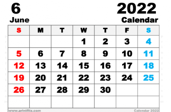 Free Printable June 2022 Calendar A5 Wide Paper Size