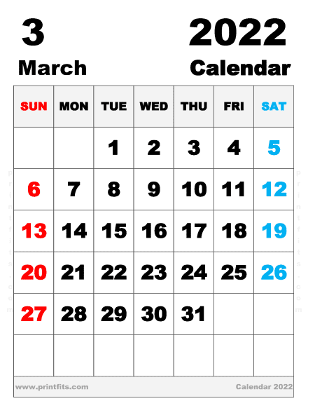 Free Printable March 2022 Calendar Letter