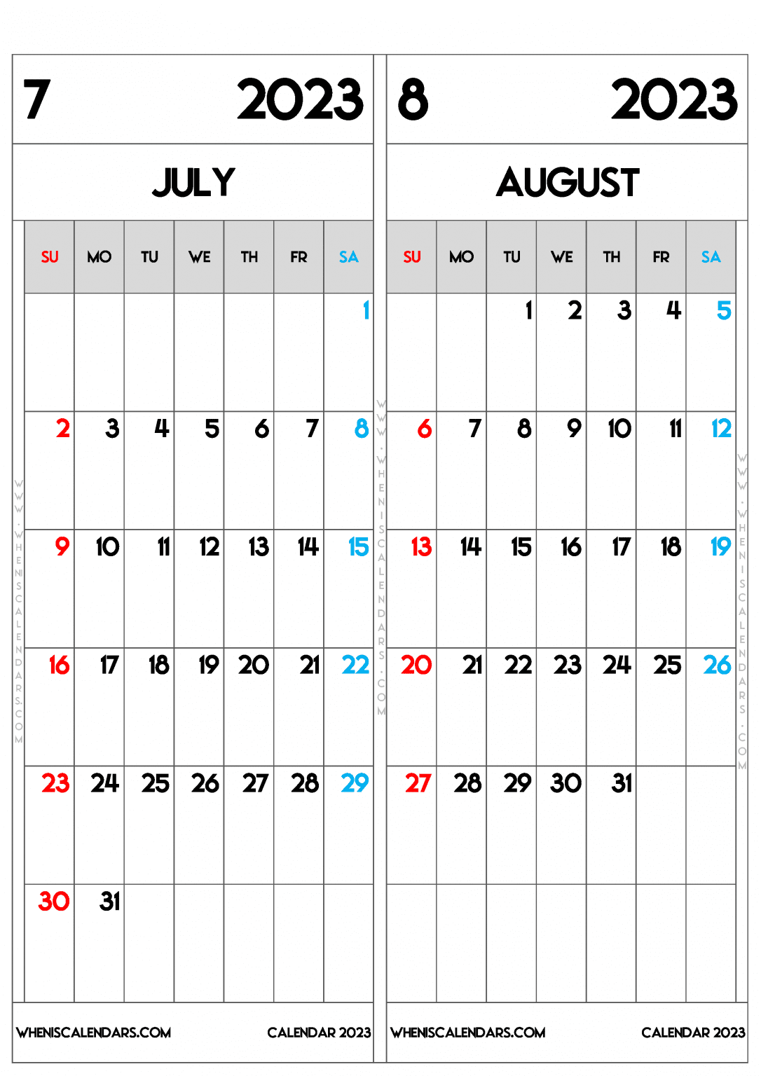 Download Printable July And August 2023 Calendar (PDF, PNG)