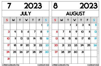 Download Free Printable July August 2023 Calendar as PDF and PNG Image