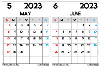 Download Free Printable May and June 2023 Calendar as PDF and PNG Image