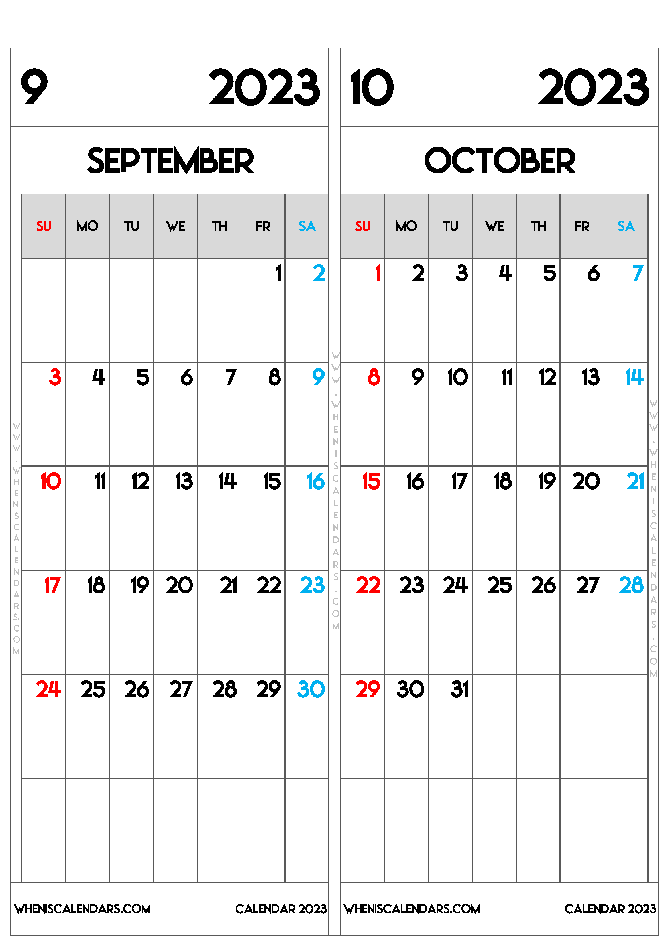 Download Printable September And October 2023 Calendar (PDF, PNG)