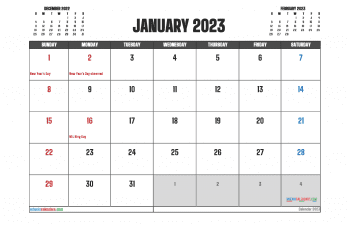 Free January 2023 Calendar Template