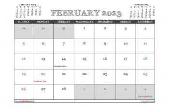 February 2023 Printable Calendar Free