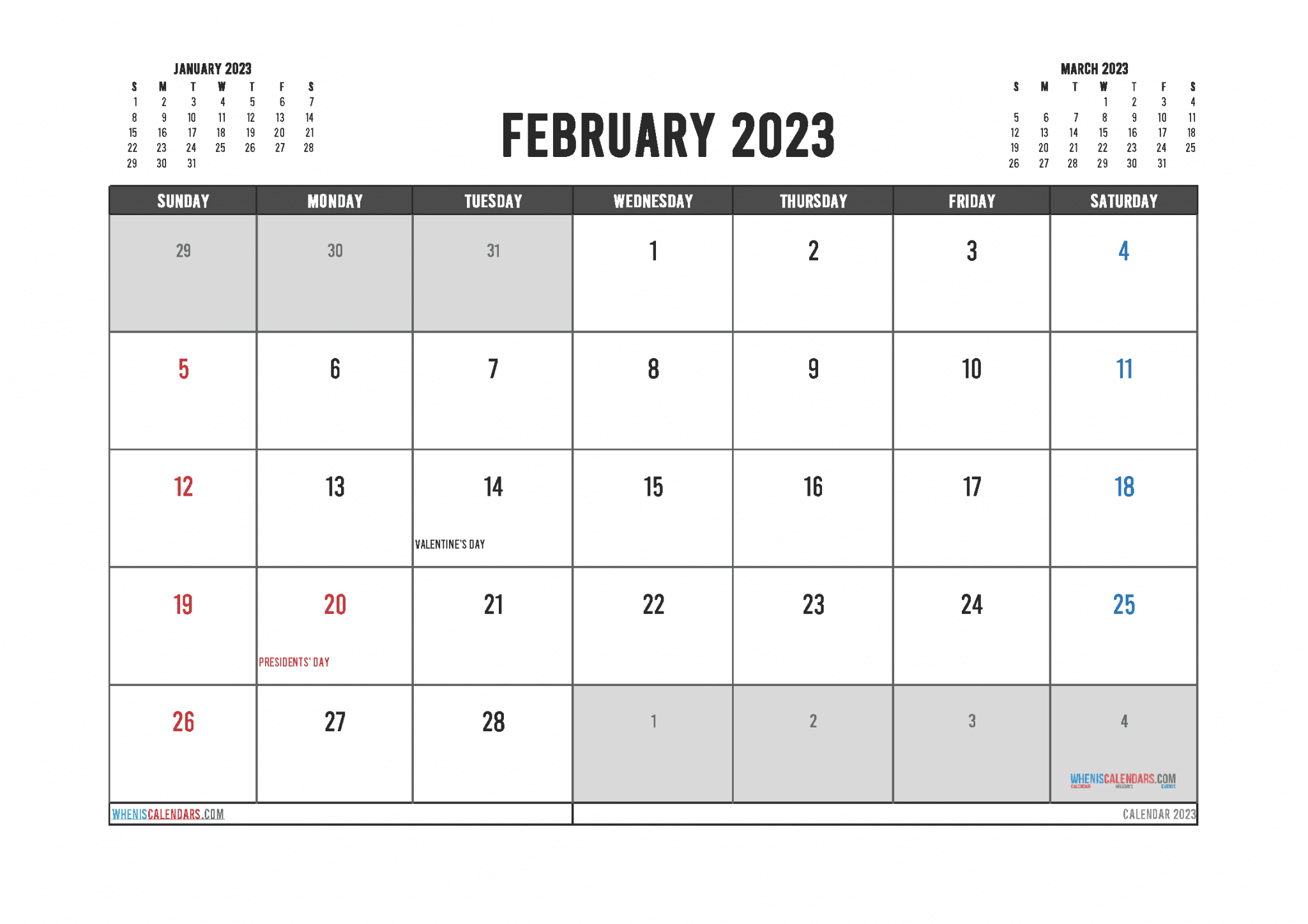 Free Printable February Calendar 2023 Pdf And Image