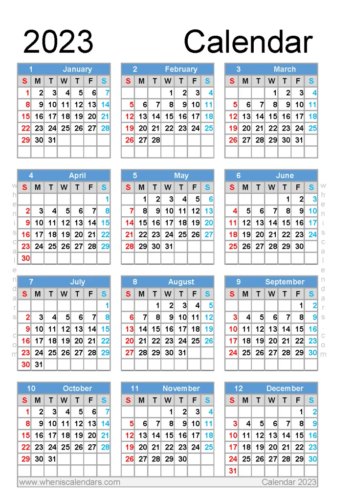Free Printable 2023 Calendar in Portrait