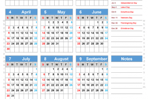 free printable 2023 yearly calendar with holidays pdf in B4 portrait