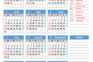 Free Printable 2023 Yearly Calendar with Holidays in Variety Format