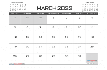 March 2023 Calendar with Holidays Free