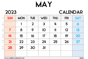 Free Printable 2023 Calendar with Holidays or Week Numbers