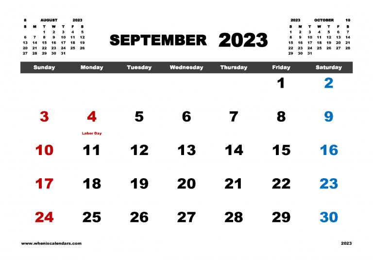 Free Printable September 2023 Calendar With Holidays In Variety Format