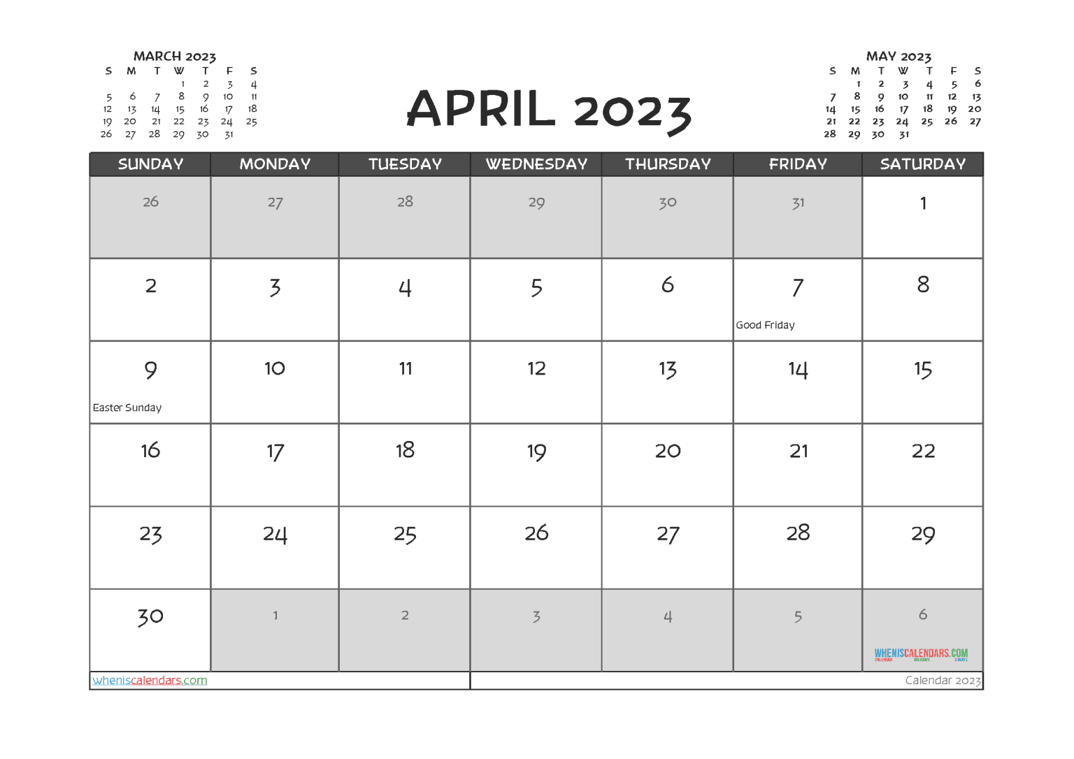 Free Printable 2023 Calendar April Pdf And Image