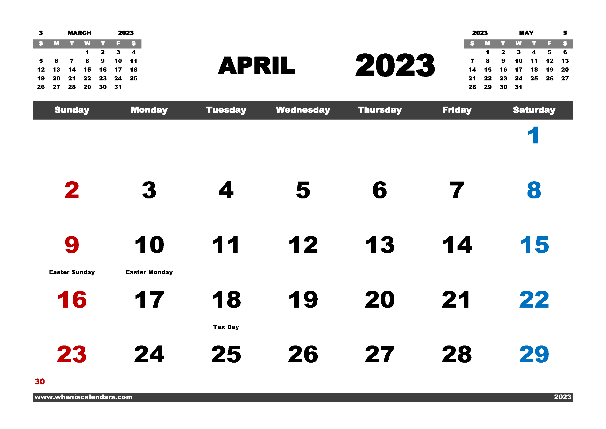 Free Printable April 2023 Calendar PDF and Variety Formats