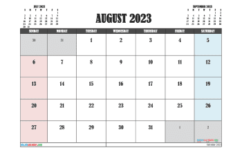 Free August 2023 Calendar Template