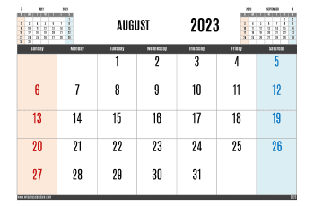 August 2023 Free Printable Calendar in Variety Formats (Name: 823pna4hl3)