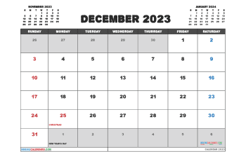 Free December 2023 Calendar Printable