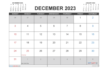December 2023 Calendar Free Printable