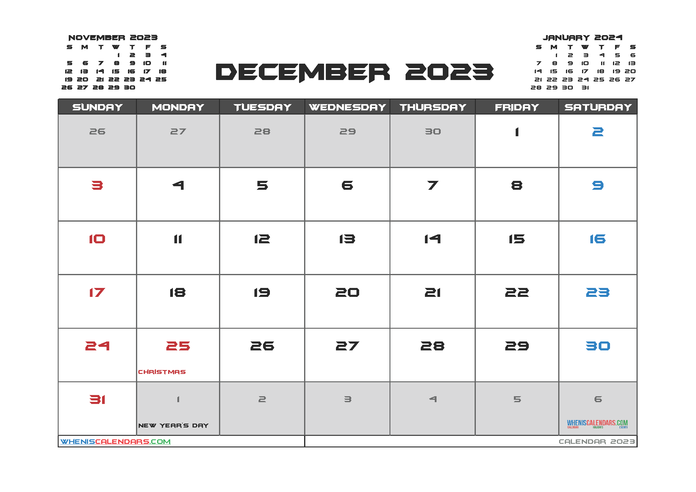 Download December 2023 cute calendar