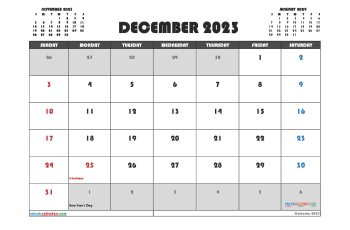 Free December 2023 Calendar with Holidays