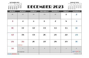 December 2023 Printable Calendar Free