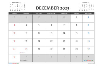 Free December Calendar 2023 Printable