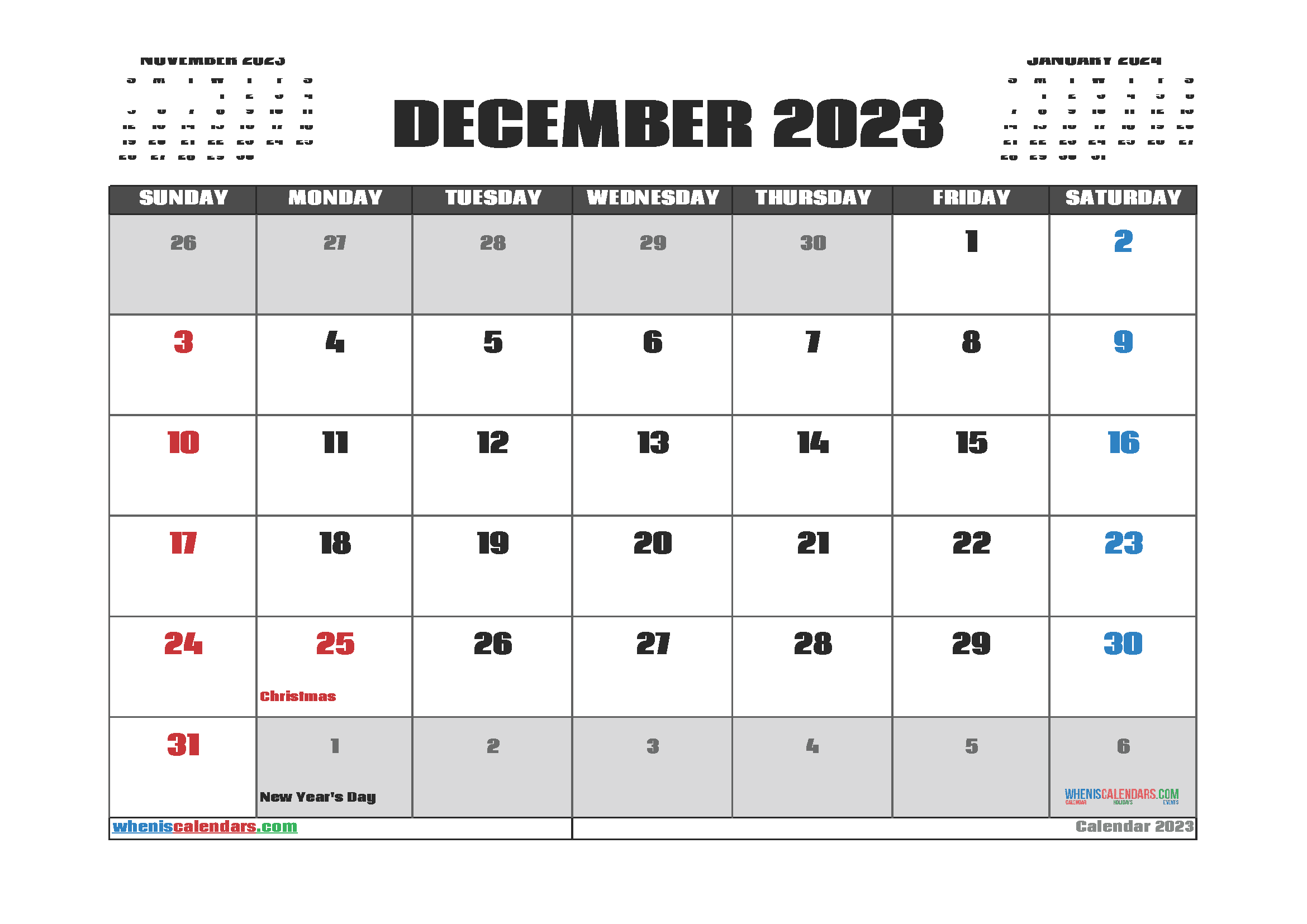 Download print 2023 monthly calendar A4 23O180
