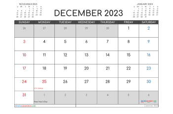 Free December 2023 Calendar Template