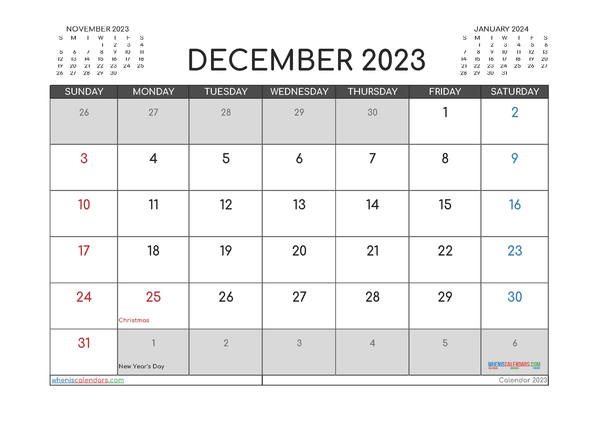 Download monthly calendar 2023 template A4 23O181